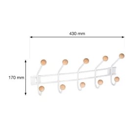 Ruhatartó 5 akasztóval fehér/fa