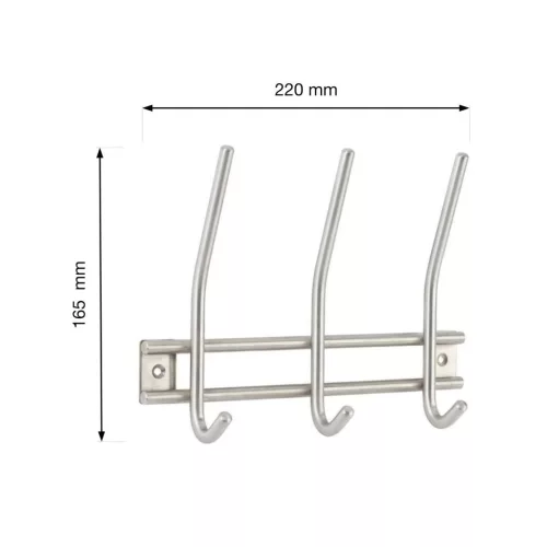 Rozsdamentes acél kabáttartó állvány 3 akasztóval 220x165 mm