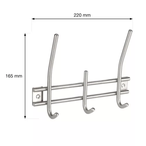 Ruhatartó állvány 220x165 mm 3 akasztóval rozsdamentes acél