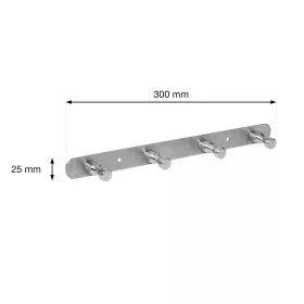 Kerek kabáttartó 4 akasztóval rozsdamentes acél
