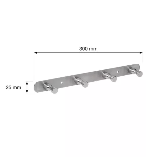 Kerek kabáttartó 4 akasztóval rozsdamentes acél