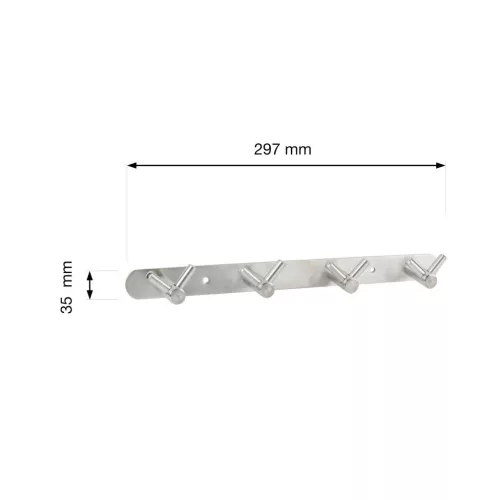 Ruhatartó szélessége 300 mm 4 akasztó rozsdamentes acél