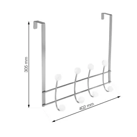   Ajtóakasztó 4 horoggal 40 mm-es felfüggesztés matt nikkel