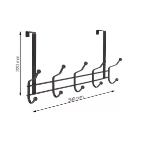 Ajtóakasztó 5 horoggal 40 mm-es felfüggesztés antikbarna