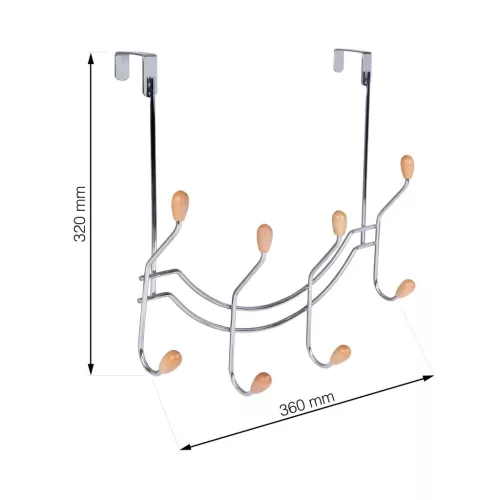Ajtóakasztó 4 kampóval 40 mm-es felfüggesztés króm