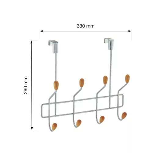 Ajtóakasztó 4 kampóval 40 mm-es felfüggesztéssel krómozott