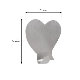 Öntapadós szív alakú akasztó rozsdamentes acél