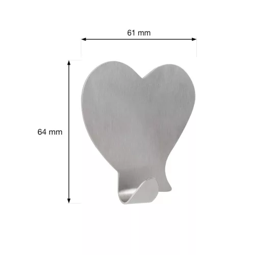 Öntapadós szív alakú akasztó rozsdamentes acél