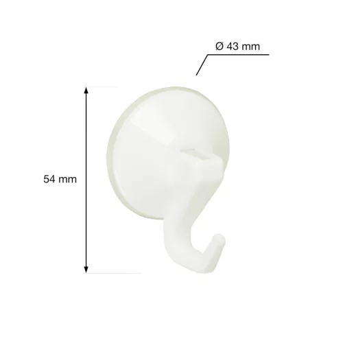 Tapadókorongos műanyag kampó 43 mm átmérőjű fehér