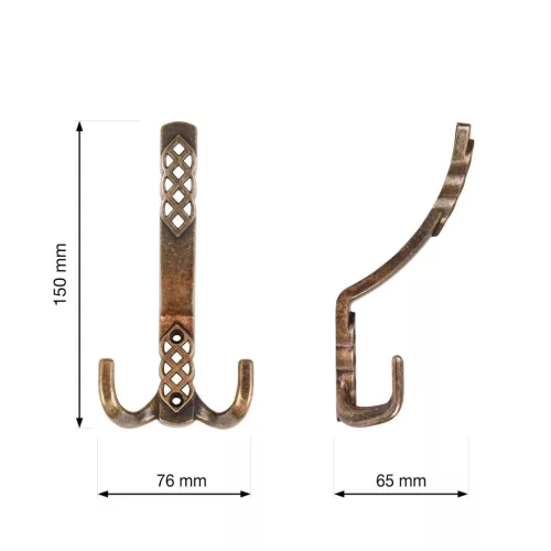 Santes I kabáttartó antikolt sárgaréz
