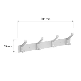 Ruhatartó 4 akasztóval 295 mm eloxált alumínium