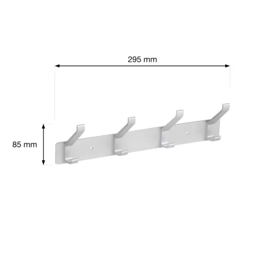Ruhatartó 4 akasztóval 295 mm eloxált alumínium