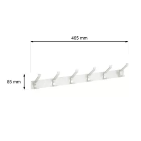   Ruhatartó fogas 6 akasztóval 465 mm alumínium szálcsiszolt szatén nikkel