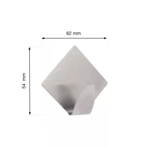 Öntapadós akasztó rombusz alakú nagy rozsdamentes acél 2 db