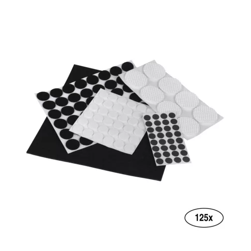 Filc alátét készlet fehér/fekete 125 db
