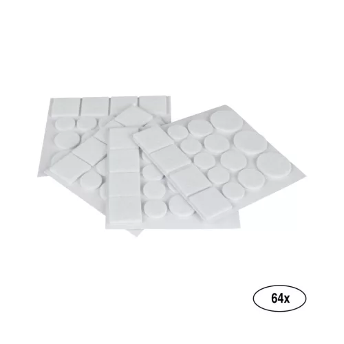 Filc alátét készlet 64 db fehér 10 csomag