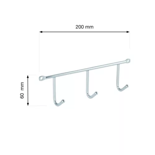 Ruhatartó 3 akasztóval króm