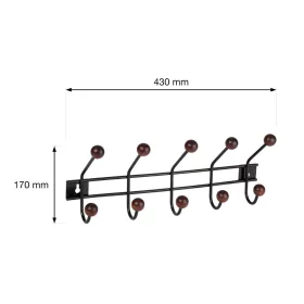 Ruhatartó 5 akasztóval fekete/barna fa