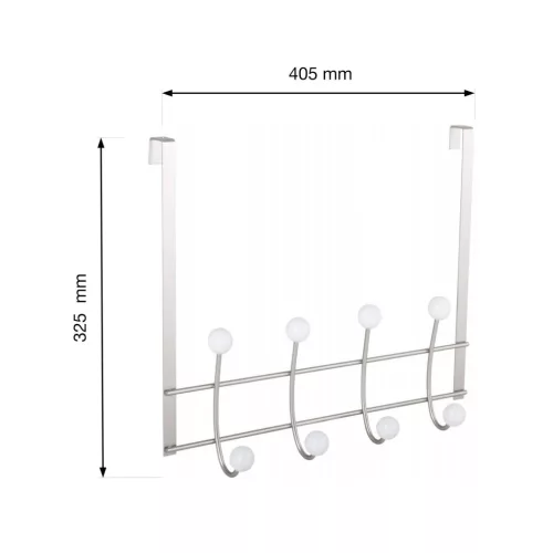 Ajtóakasztó 4 kampóval 20 mm-es felfüggesztés matt nikkel