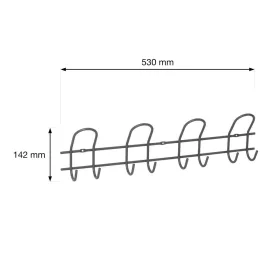 Ruhatartó állvány 530x142 mm 4 dupla akasztóval szürke