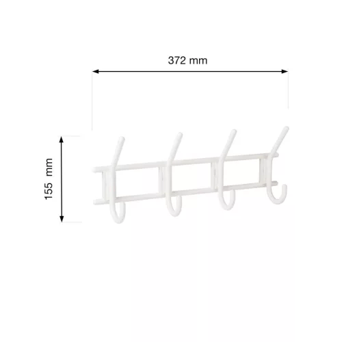 Ruhatartó 4 akasztóval műanyag fehér