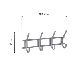 Ruhatartó 4 akasztóval műanyag szürke