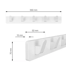 Ruhatartó 550x70 mm 5 akasztó fehér MDF+fehér FSC