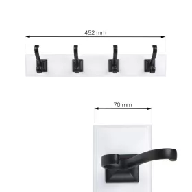 Ruhatartó 450x70 mm 4 akasztó fehér MDF+matt fekete FSC