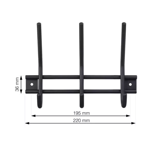Ruhatartó 3 akasztóval matt fekete