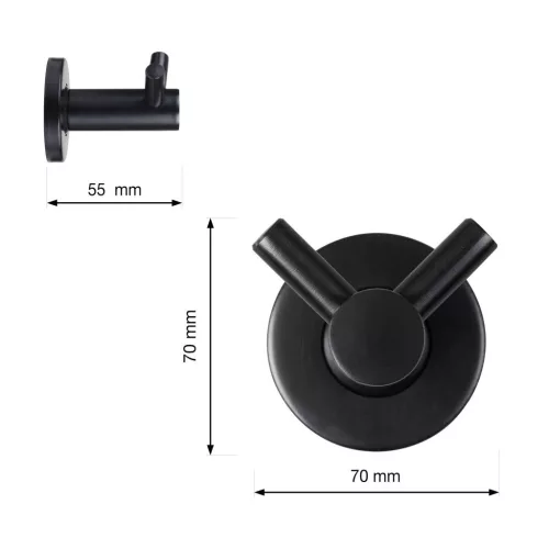 Ruhaakasztó 70x70x45mm rozsdamentes acél fekete