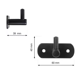 Ruhaakasztó 60x39x40mm rozsdamentes acél fekete