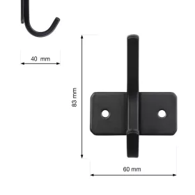 Ruhaakasztó 60x83x40mm rozsdamentes acél fekete
