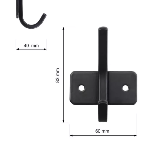 Ruhaakasztó 60x83x40mm rozsdamentes acél fekete
