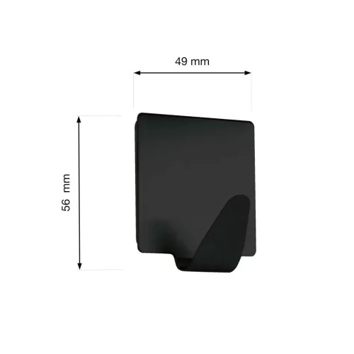 Öntapadós akasztó nagy szögletes matt fekete 2 db.