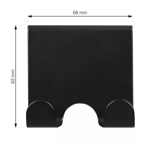 Ajtóakasztó dupla kampó 20 mm-es felfüggesztés matt fekete