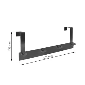   Ajtóakasztó 4 horoggal 40 mm-es felfüggesztés matt fekete