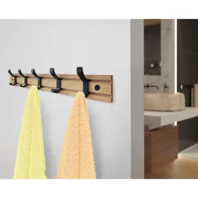 Ruhatartó 500x80 mm 5 akasztó bambusz+matt fekete