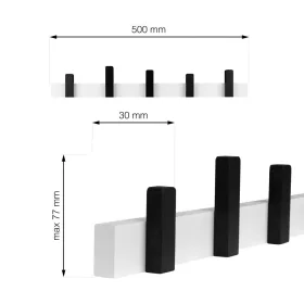 Ruhatartó 500x70 mm 5 akasztóval fekete-fehér FSC
