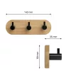 Bambusz kabáttartó 3 akasztóval ovális fekete FSCŽ