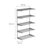 Falra szerelhető polcrendszer SINGLE, 1500x830 mm, ezüst