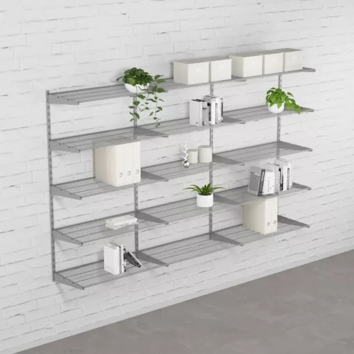 Falra szerelhető polcrendszer TRIPLE, 1500x2430 mm, ezüst