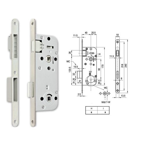 Wc Zár Bevéső 7Cm 40/90 Magnet Midi 7-W Elzett Inox