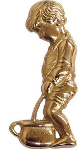 Toilet Sign Copper Little Boy Peeing 8.5Cm Pictogram