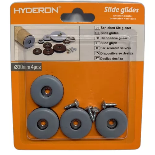 Glisoare pentru mobilă din plastic, cu șuruburi, 30 mm, pachet de 4 bucăți Hyderon