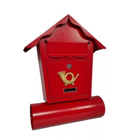   Cutie poștală MÉLIA cu suport pentru pliante, formă de căsuță, roșu