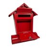 Cutie poștală MÉLIA cu suport pentru pliante, formă de căsuță, roșu