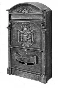 Cutie poștală turnată ARTHUR „XL”, Stemă, Argint antic