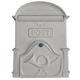 POSTALÁDA ÖNTÖTT FEHÉR KÜRTÖS V-400 40*30*6.5 A