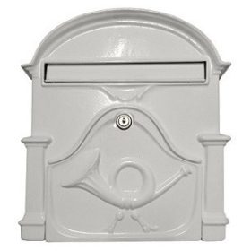 POSTALÁDA ÖNTÖTT FEHÉR KÜRTÖS, V-330 33*30CM