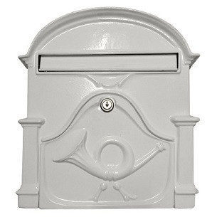 POSTALÁDA ÖNTÖTT FEHÉR KÜRTÖS, V-330 33*30CM